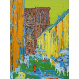  Frankreich.Notre-Dame de Strasbourg, 2019, Oil on canvas 16х120 cm