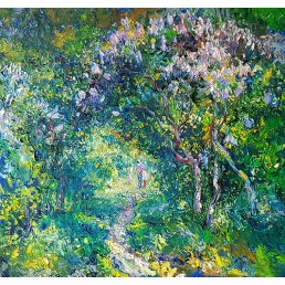 "Lilac blooms. Family walk" ,2019, Oil on canvas ,95х100 cm