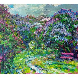 Botanical Garden. Lilac in bloom, 2019 , Oil on canvas 90х100 cm
