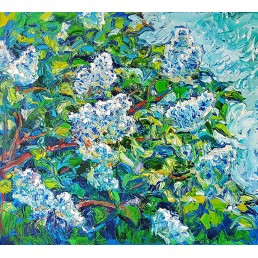 Botanical Garden. Lilac in bloom, 2019, Oil on canvas, 90х100 cm
