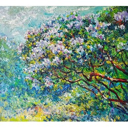 Botanical Garden. Lilac blooms, 2019 ,Oil on canvas, 90х100 cm